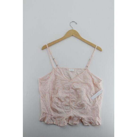 Abound pink ruched crop tank top womens XL coquette ethereal romantic fairycore - Picture 1 of 6